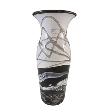 (image for) SIGNED Gozo Maltese Black & White Glass 'Noir' Vase