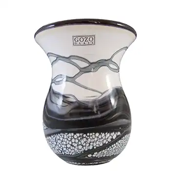 (image for) SIGNED & LABELLED Gozo Maltese Vintage Glass 'Noir' Vase