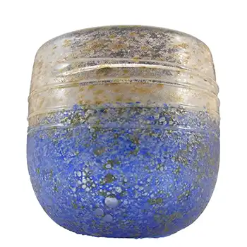 (image for) SIGNED Gusum Blue & Brown Swedish Glass Vase by Milan Vobruba