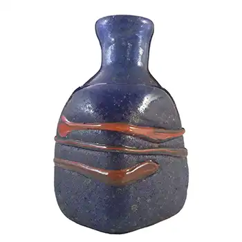 (image for) SIGNED Gusum Blue & Red Swedish Glass Vase by Milan Vobruba