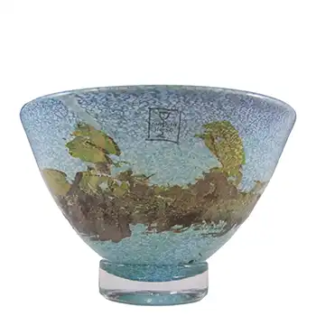 (image for) SIGNED & LABELLED Hammar Glashytta Blue & White Glass Bowl