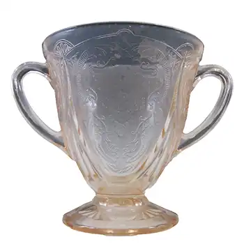 (image for) Hazel Atlas Royal Lace Pink Depression Glass 1930's Sugar Bowl