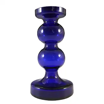 (image for) Alfred Taube German Blue Hooped Glass Vase / Candlestick