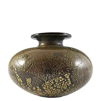 (image for) Isle of Wight Studio 'Azurene Black' Glass Squat Vase - Labelled