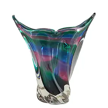 (image for) Iwatsu Hineri Japanese Multicoloured Cased Glass Vase