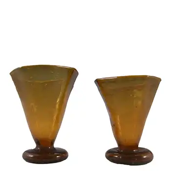 (image for) Egyptian Recycled "Muski" Bubbly Amber Glass Port or Sherry Glasses