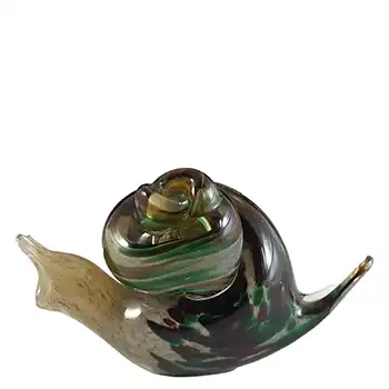(image for) MARKED & LABELLED Langham Green & Brown Glass Snail Sculpture