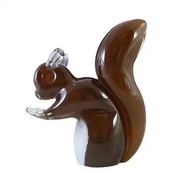 (image for) MARKED Langham British Vintage Brown & White Glass Squirrel
