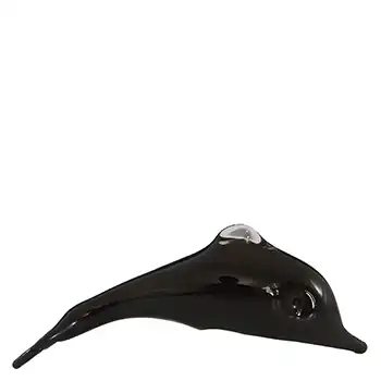 (image for) LABELLED Langham Vintage Black / Purple Glass Dolphin Sculpture