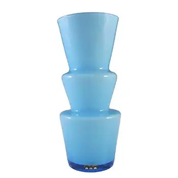 (image for) LABELLED Alsterbro Swedish Blue Cased Hooped Glass Vase