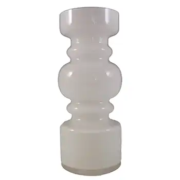 (image for) Lindshammar 1970's Swedish White Hooped Glass Vase