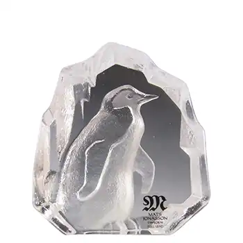 (image for) Mats Jonasson #88113 Glass Penguin Paperweight - Signed +Label