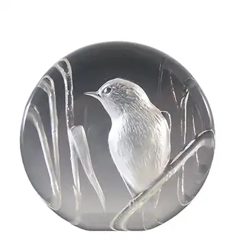 (image for) Mats Jonasson #9164 Swedish Glass Bird Paperweight - Signed