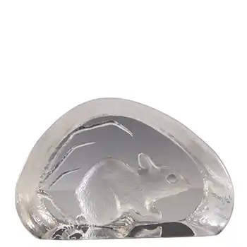 (image for) SIGNED & LABELLED Mats Jonasson Glass Mouse Paperweight