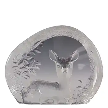 (image for) SIGNED Mats Jonasson Swedish Glass Deer Paperweight