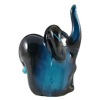 (image for) Mdina Maltese Turquoise Blue Vintage Glass Elephant - SIGNED
