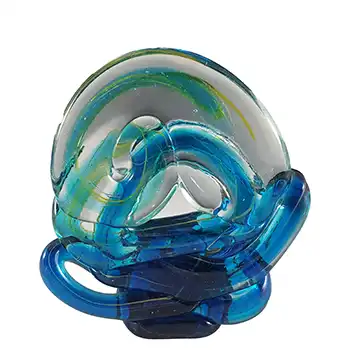 (image for) Mdina 'Blue Summer' Maltese Glass Abstract Knot Sculpture