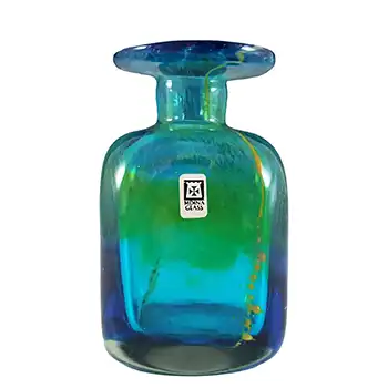 (image for) Mdina 'Blue Summer' Maltese Blue & Yellow Glass Vase - Signed