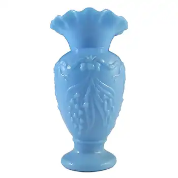 (image for) French Victorian Vintage Blue Milk Glass 'Berry' Vase