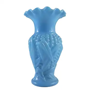 (image for) Sars-Poteries Victorian Blue Milk Glass 'Corn' Vase