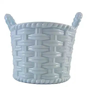 (image for) Sowerby #1102 Victorian Antique Blue Milk Glass Basket Bowl