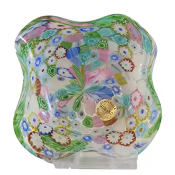 (image for) LABELLED Campanella Murano Millefiori & Gold Leaf Glass Bowl