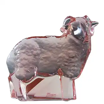 (image for) Moser Czech Pink Glass Lamb by Jaroslav Stursa - Marked