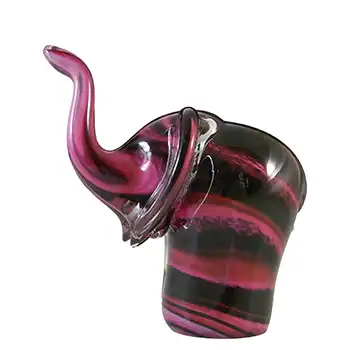 (image for) SIGNED Mtarfa Maltese Vintage Pink Glass Elephant Paperweight