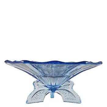 (image for) Müller Large Art Deco Blue Glass Vintage Centrepiece Bowl