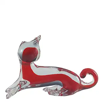 (image for) Murano Red & Blue / Lilac Neodymium Sommerso Glass Cat