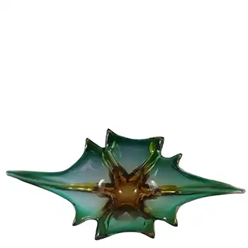 (image for) Cristallo Venezia CCC Murano Green & Amber Sommerso Glass Bowl