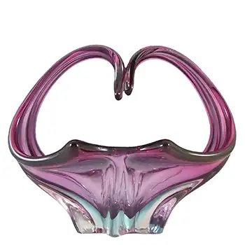 (image for) Cristallo Venezia CCC Murano Pink & Blue Sommerso Glass Bowl