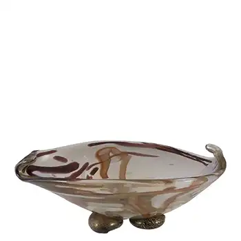 (image for) Murano / Venetian Italian Gold Leaf Brown Glass Bowl