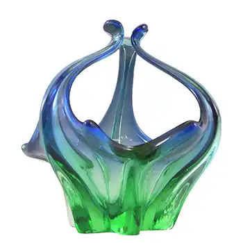(image for) Cristallo Venezia CCC Murano Blue & Green Sommerso Glass Bowl