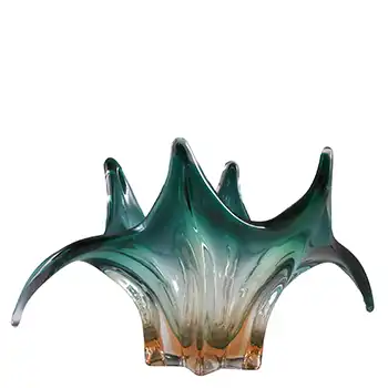 (image for) Cristallo Venezia CCC Murano Green & Amber Sommerso Glass Bowl