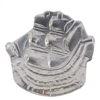 (image for) LABELLED Pukeberg Swedish Glass Ship Paperweight Sculpture
