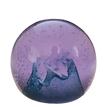 (image for) MARKED Caithness Blue & Lilac Glass "Cauldron" Paperweight
