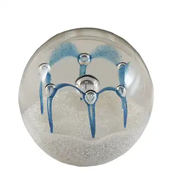 (image for) MARKED Caithness Blue & Clear Glass "Maydance" Paperweight