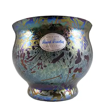 (image for) MARKED Royal Brierley Iridescent Black Glass 'Studio' Vase