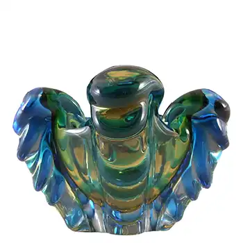 (image for) Japanese Amber & Blue Glass Organic Vintage Sculpture Bowl