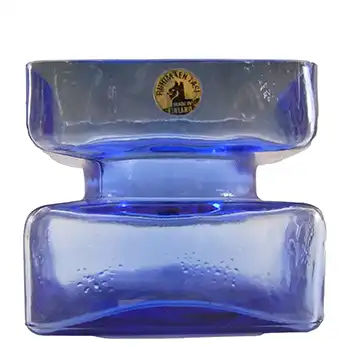 (image for) Riihimaki 'Pala' Riihimaen Helena Tynell Blue Glass Vase - Labelled