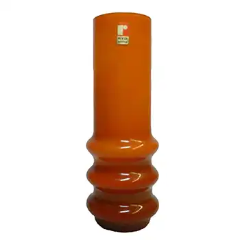 (image for) Ryd Scandinavian Orange Cased Glass Hooped Vase - Labelled