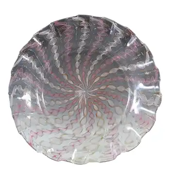 (image for) Salviati Murano Zanfirico & Aventurine Pink & White Glass Plate