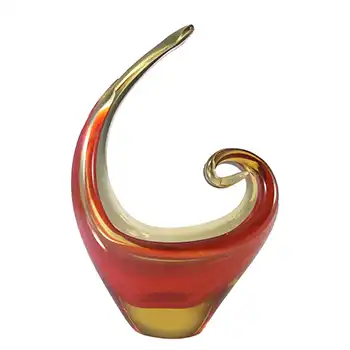(image for) Murano / Italian Red & Amber Cased Glass Sculpture Bowl