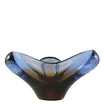 (image for) Skrdlovice #5991 Czech Brown & Blue Glass Bowl by Emanuel Beránek