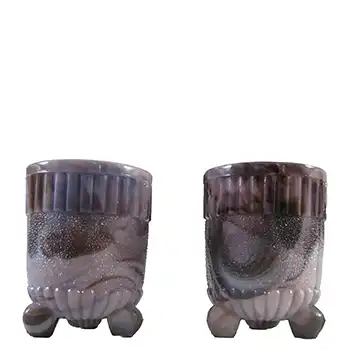 (image for) Sowerby #1148 Victorian Purple Malachite / Slag Glass Spill Vases