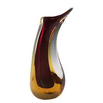 (image for) Murano Venetian Brown & Amber Sommerso Glass Vintage Vase