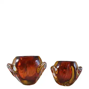 (image for) Murano / Venetian Brown & Amber Sommerso Glass Candle Holders