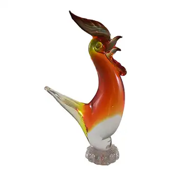 (image for) Murano / Venetian Orange Cased Glass Cockerel / Rooster