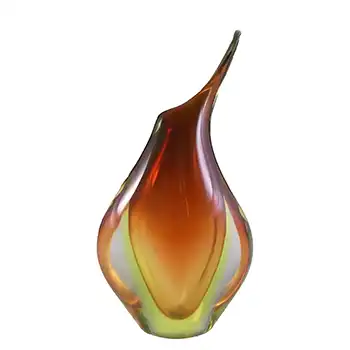 (image for) Murano Venetian Sommerso Orange & Yellow Uranium Glass Vase